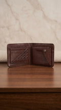 Leather Small Money Bag - brown open interior lifestyle shot