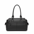 Silvia black leather handbag front view