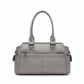 Silvia grey leather handbag front view