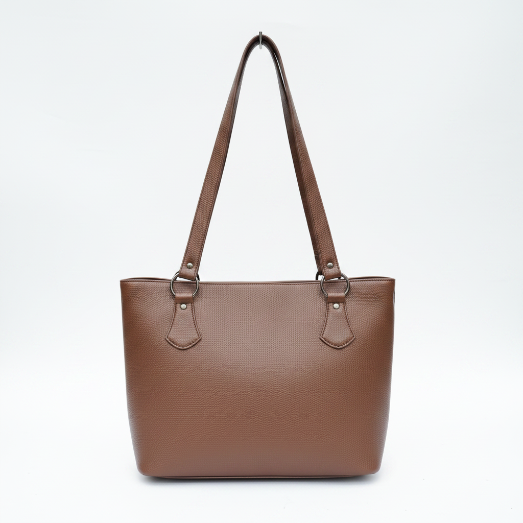 Silvia tan leather tote bag back view