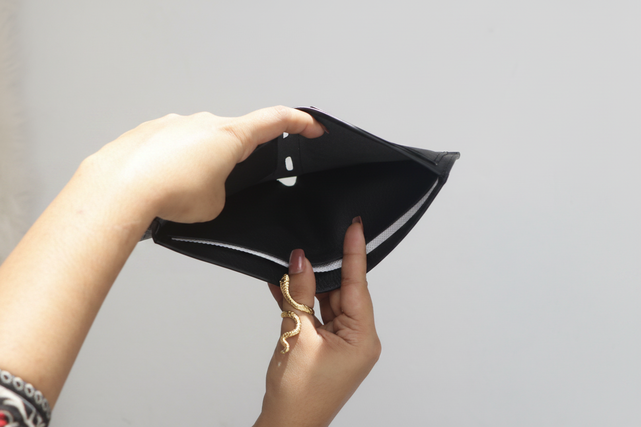 Dark brown Buffalo wallet interior open