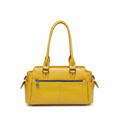 Silvia yellow leather handbag front view