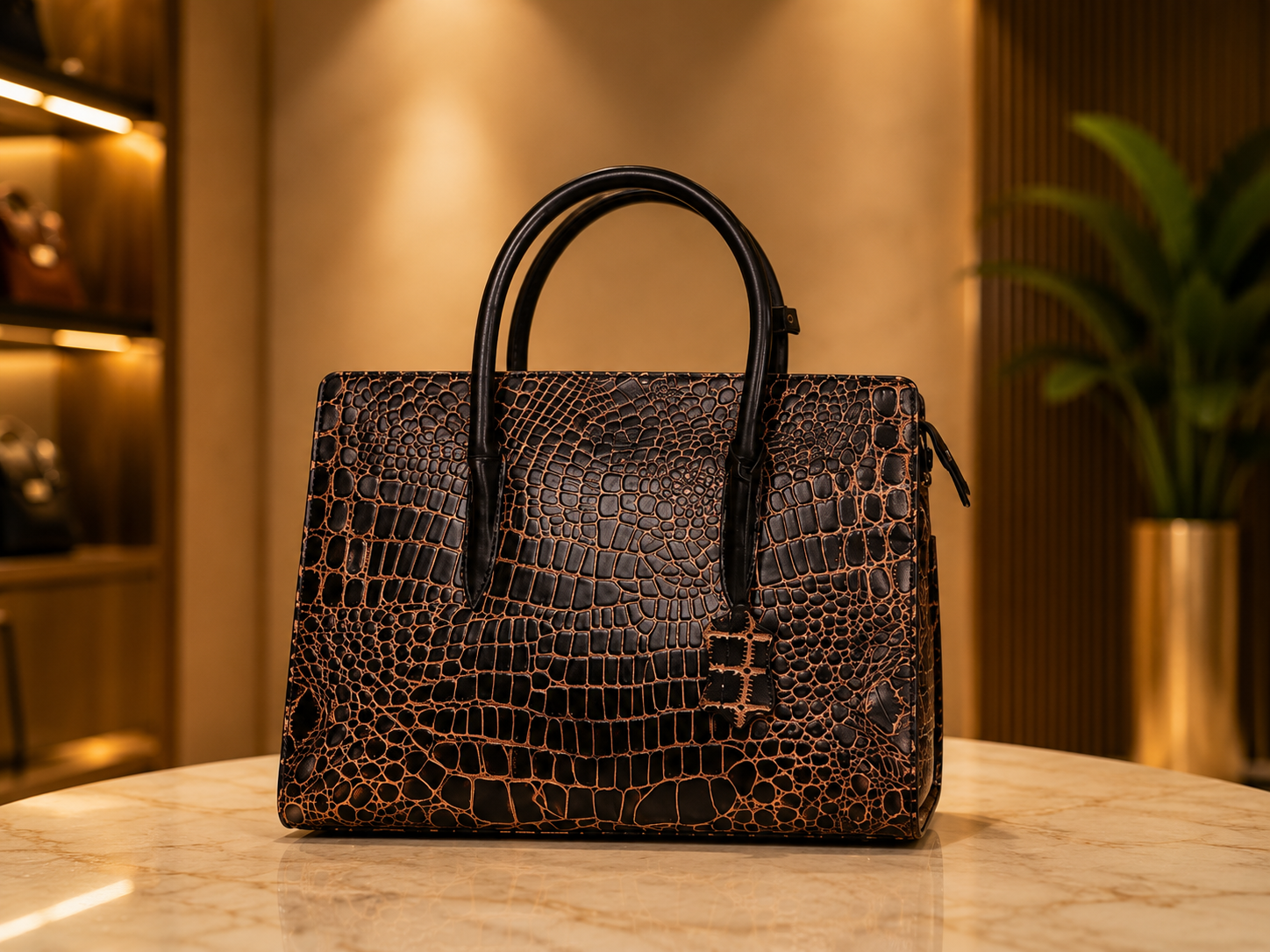 Noir Croc Tote