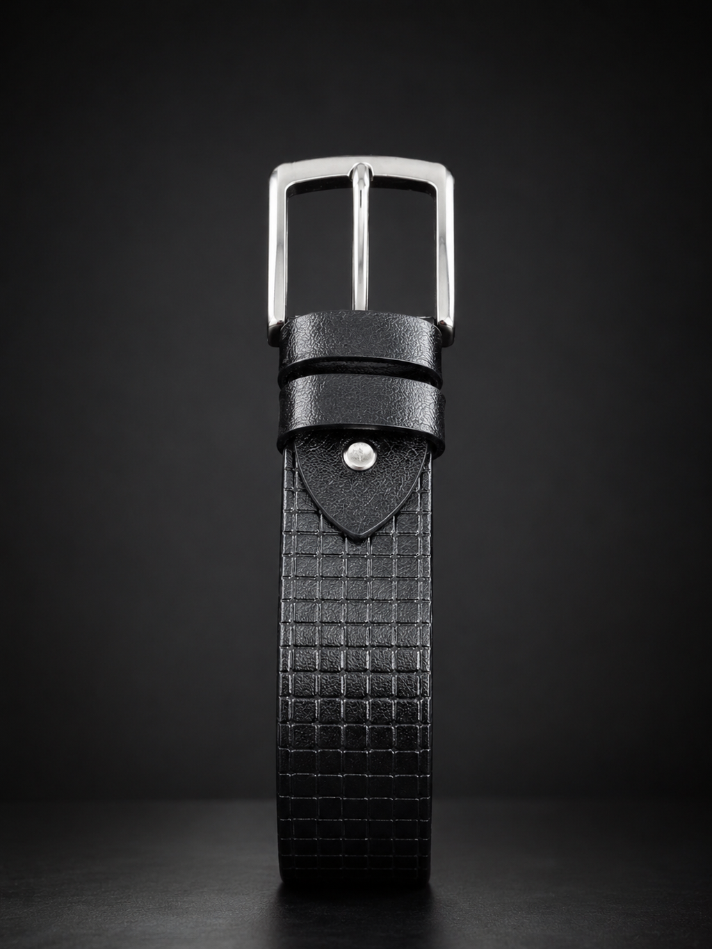 Noir Grid Leather Belt