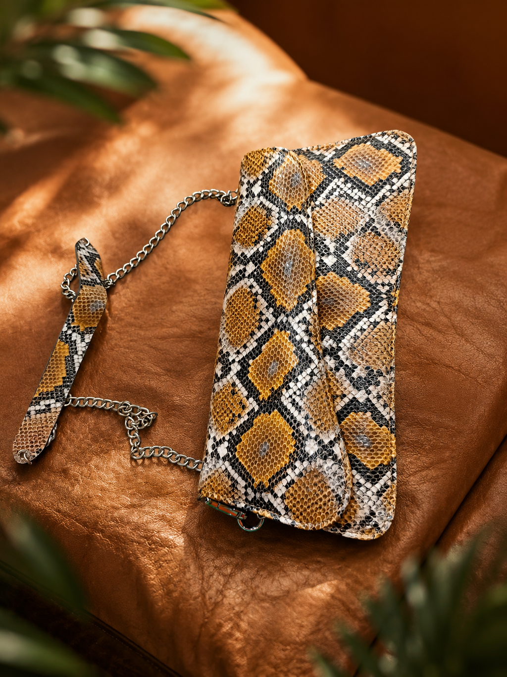 Serpentine Luxe Leather Clutch