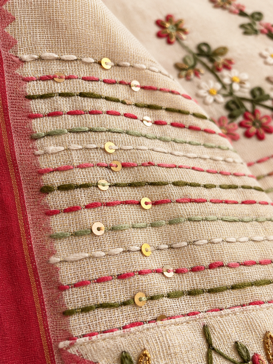 Khadi Embroidered Saree