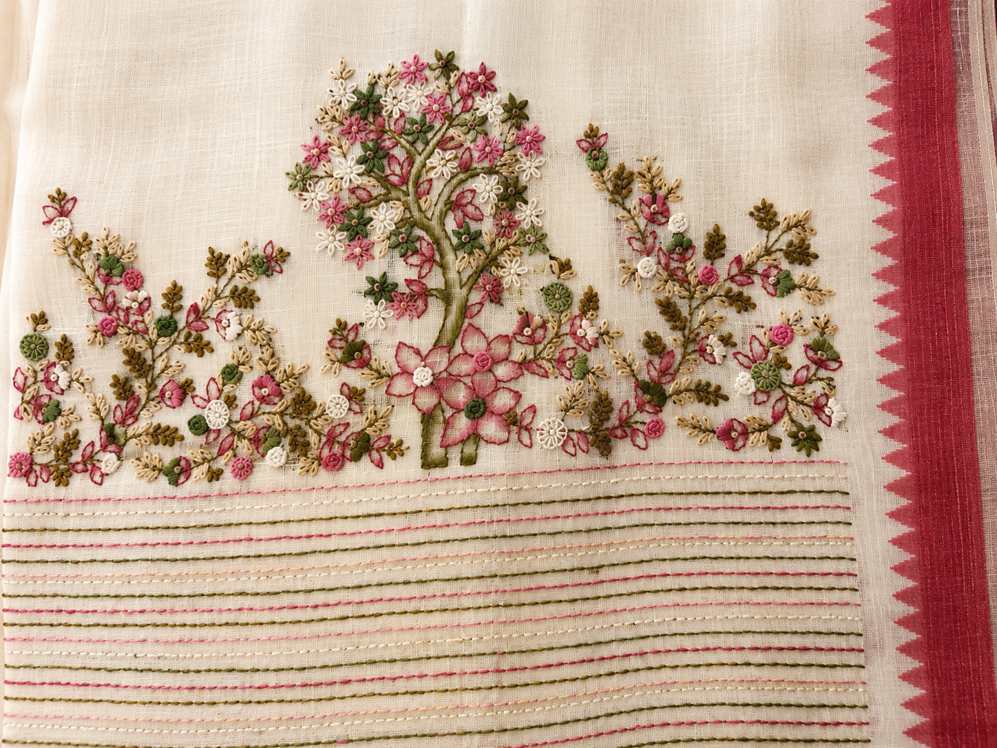 Khadi Embroidered Saree