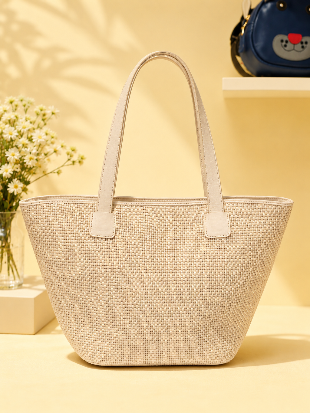 Silvia Signature – Ivory Weave Leather Tote