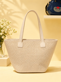 Silvia Signature – Ivory Weave Leather Tote