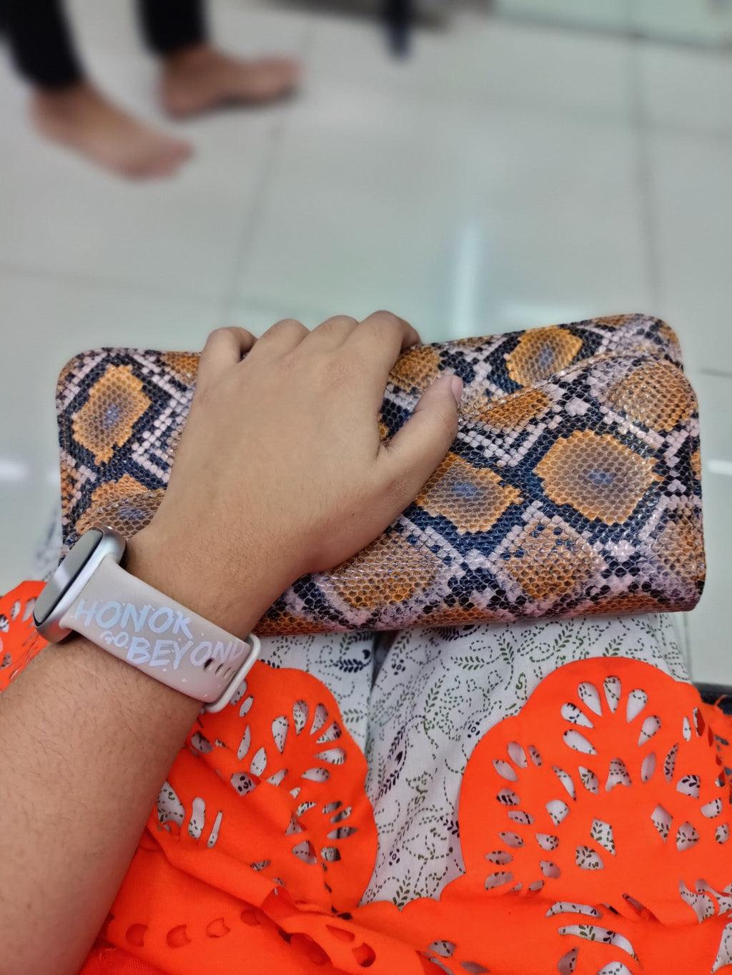 Serpentine Luxe Leather Clutch