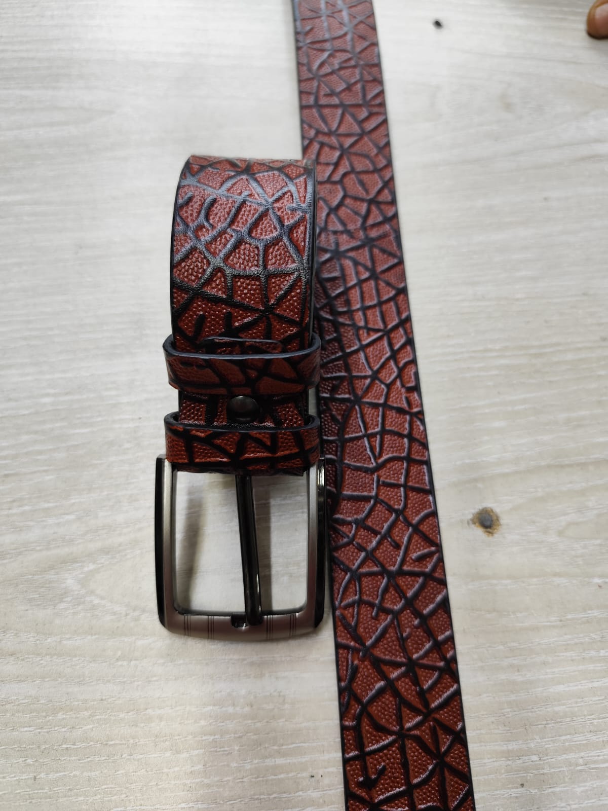 Premium Original Leather Textured Men's Belt – Brown