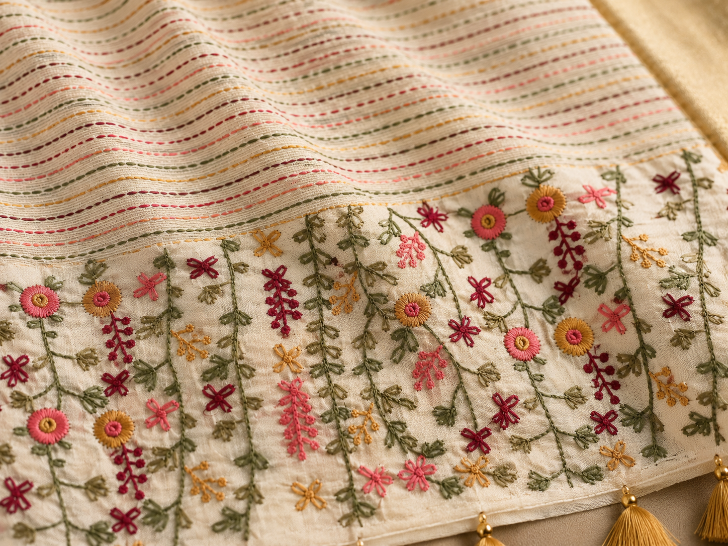 Khadi Embroidered Saree