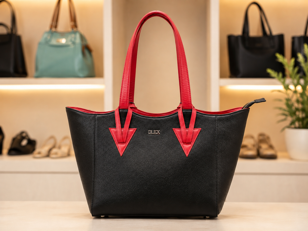 Premium Genuine Leather Tote Bag red