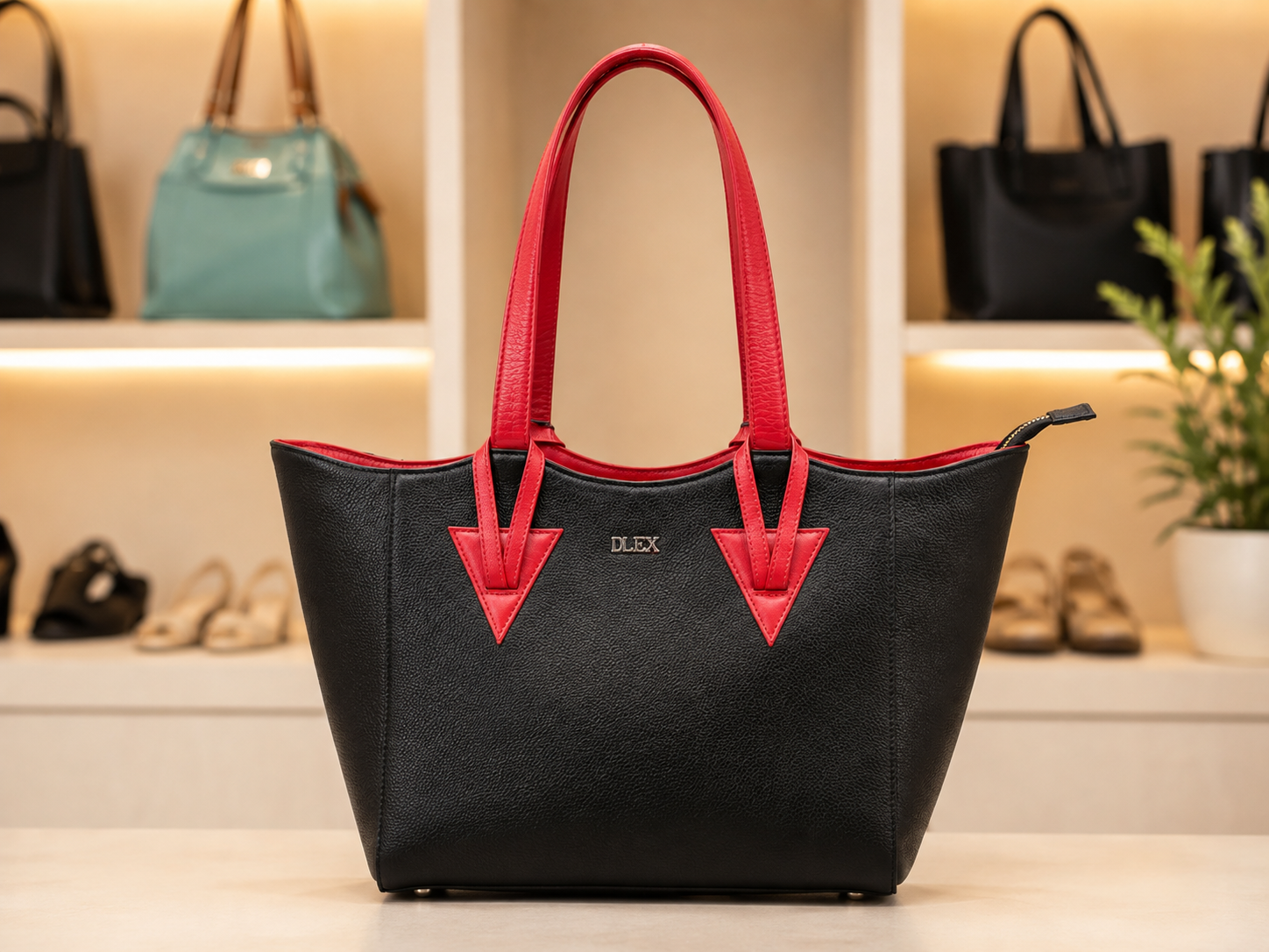 Premium Genuine Leather Tote Bag red