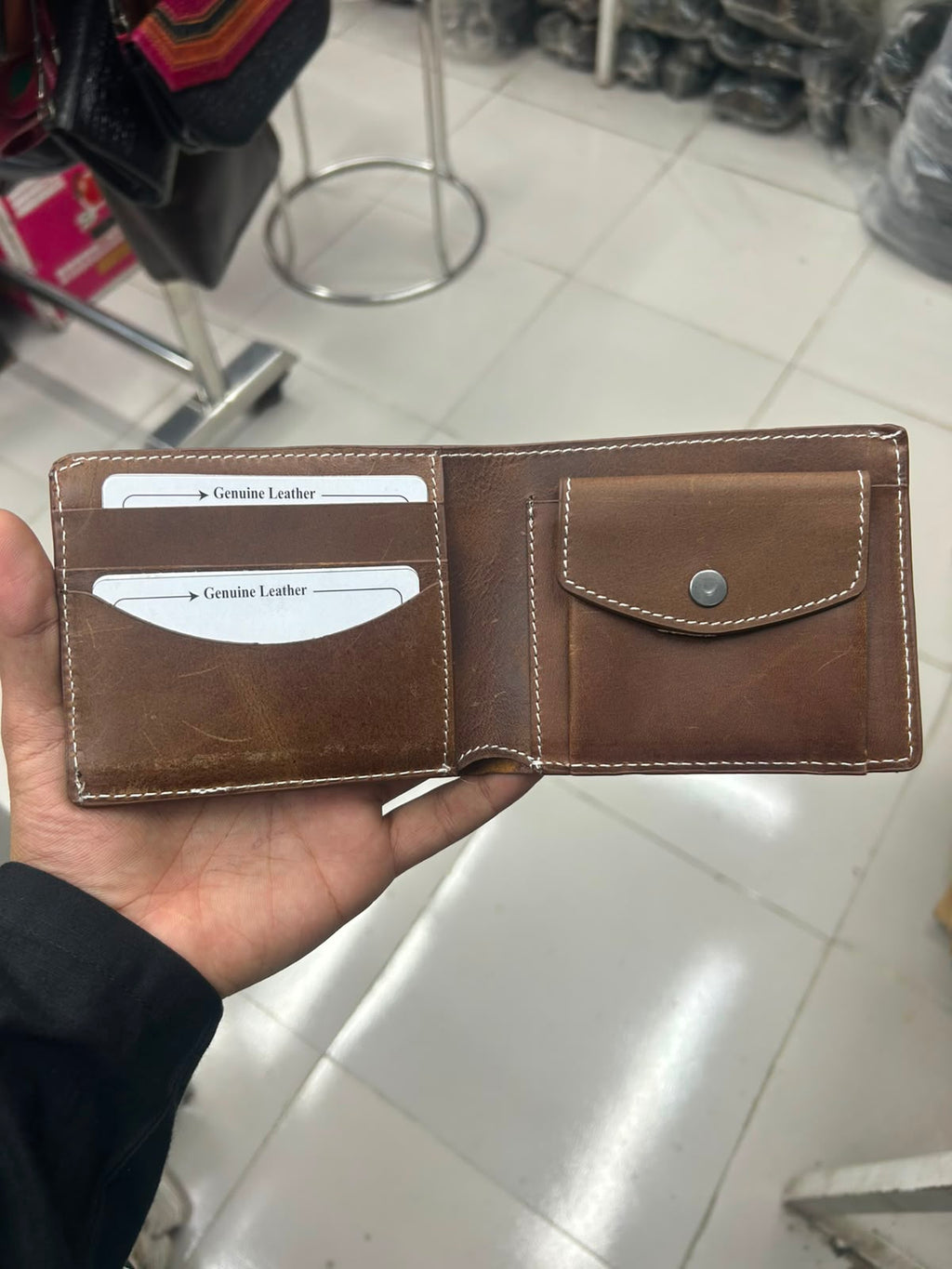 Brown Genuine Leather Bifold Wallet