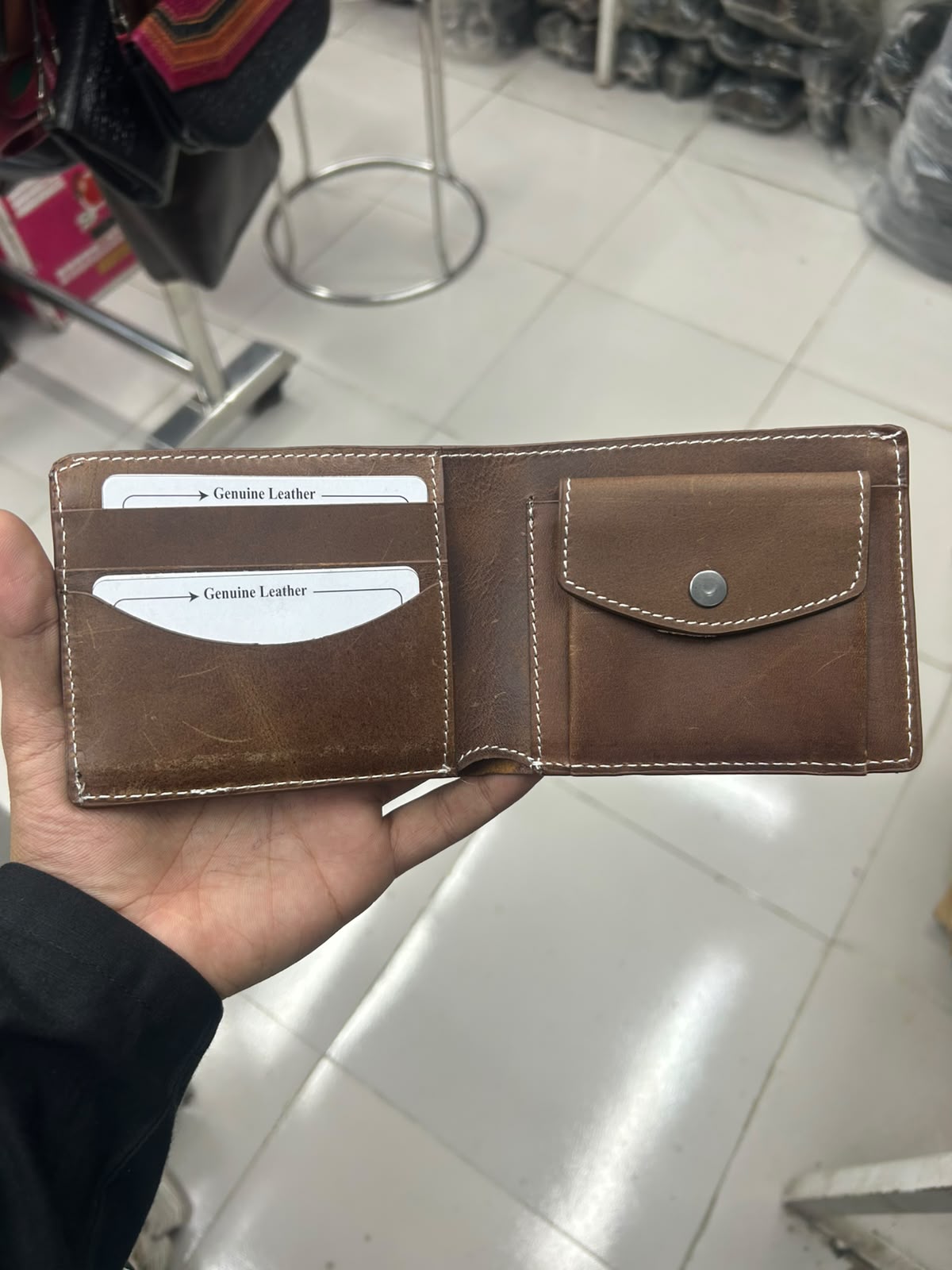 Brown Genuine Leather Bifold Wallet
