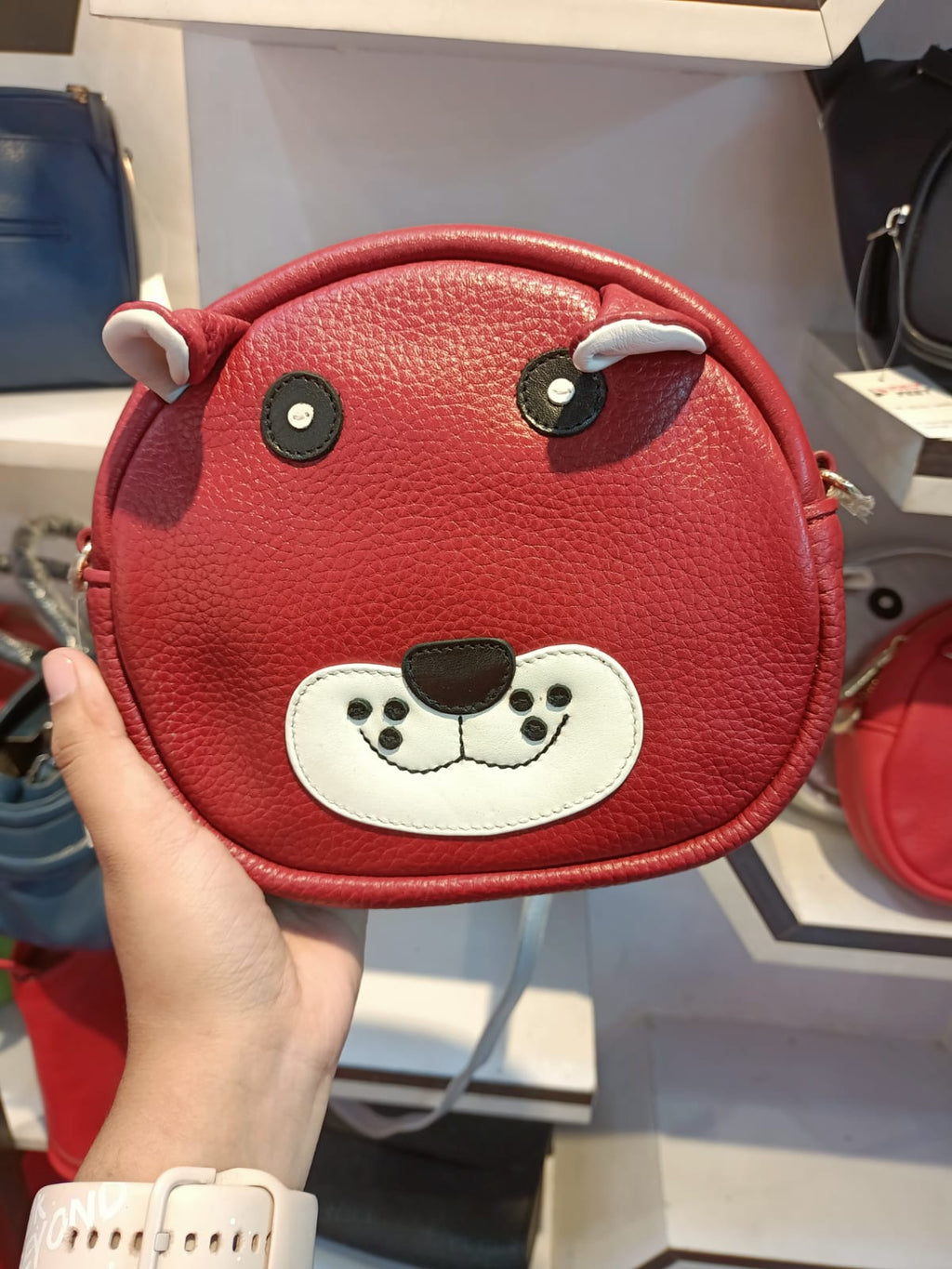 Cute Cow Face Genuine Leather Crossbody Bag – Black