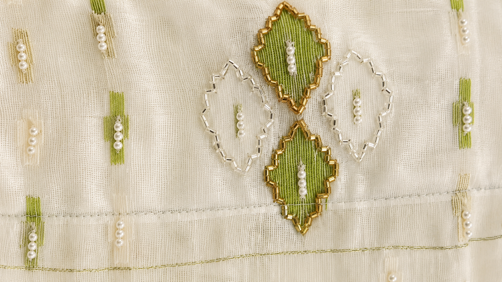 Ivory Lime Net Fabric