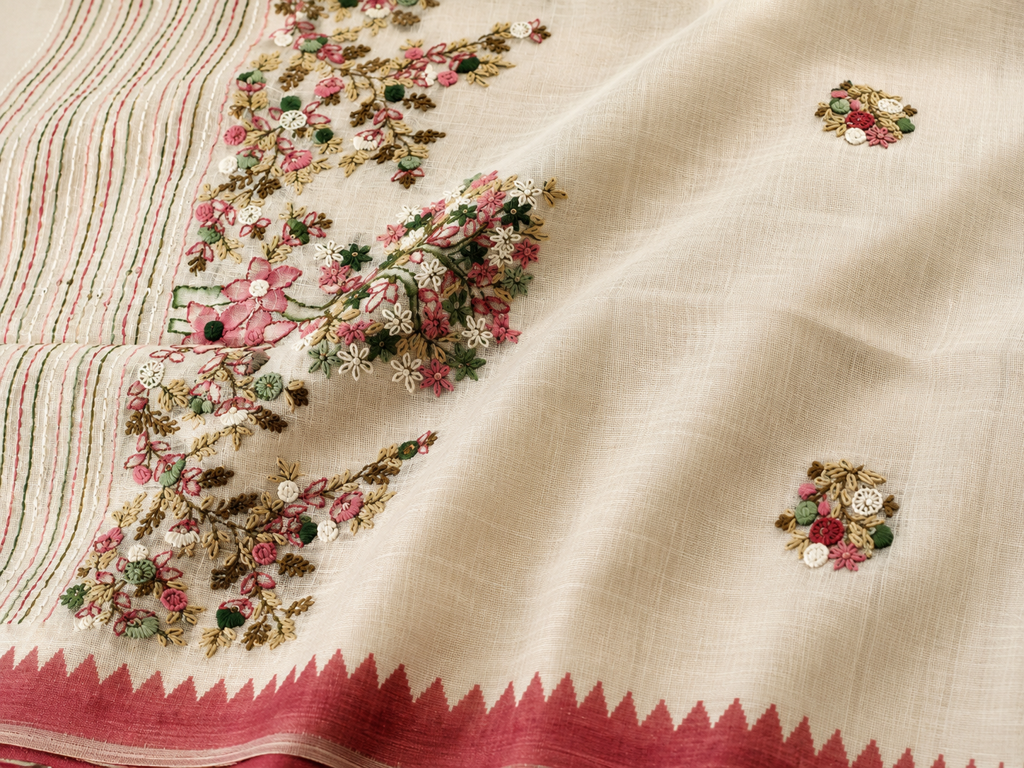 Khadi Embroidered Saree