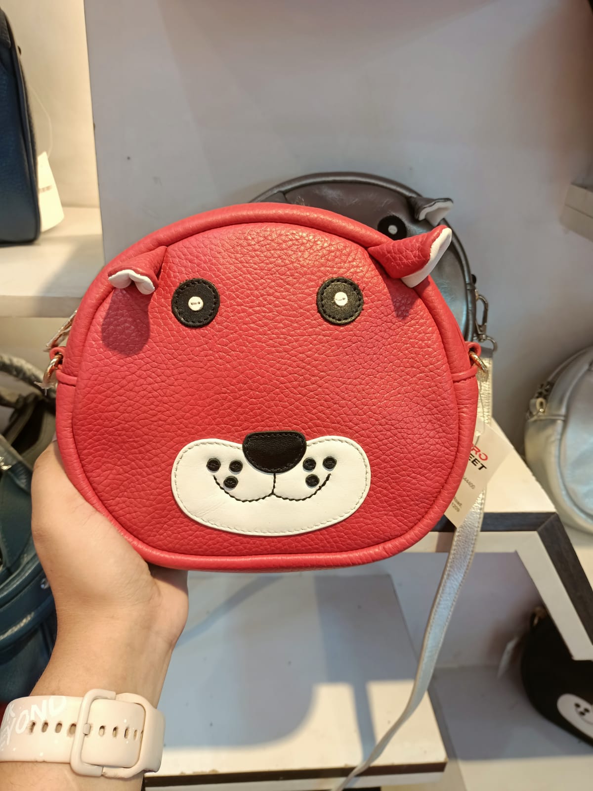 Cute Cow Face Genuine Leather Crossbody Bag – Black