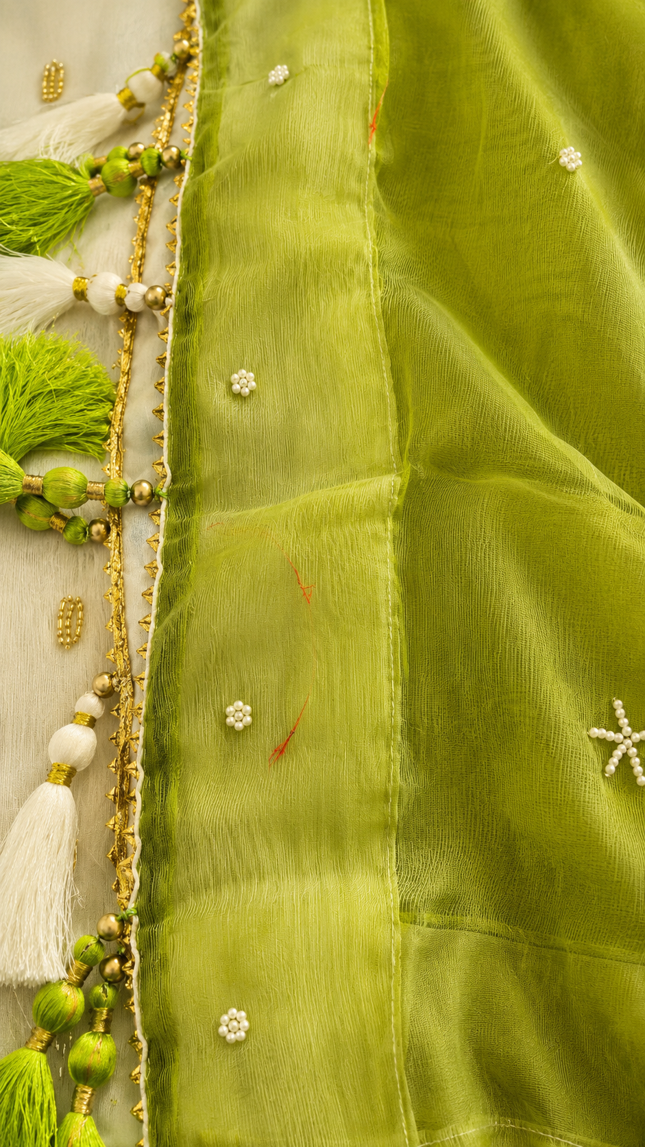Ivory Lime Net Fabric