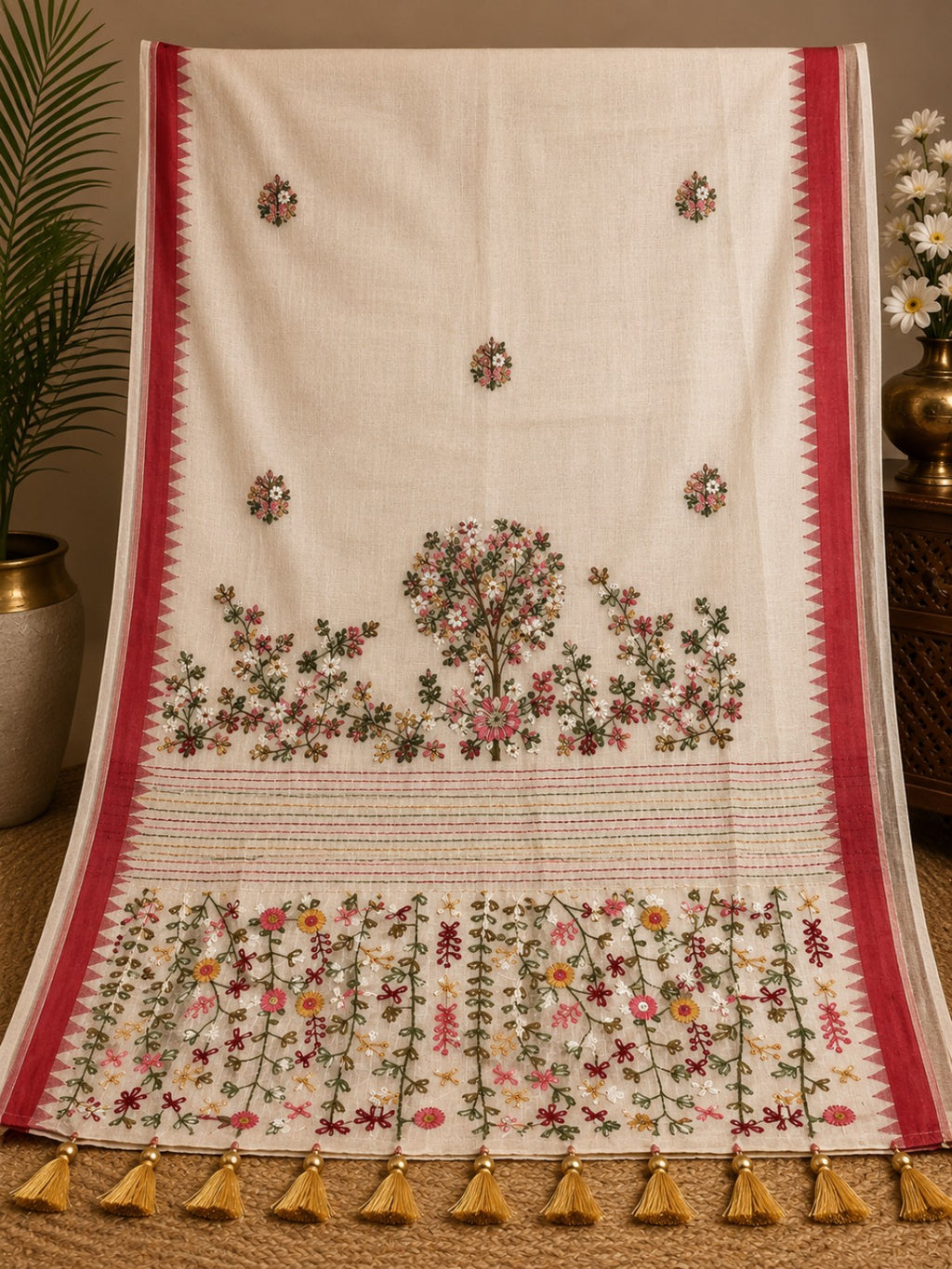 Khadi Embroidered Saree